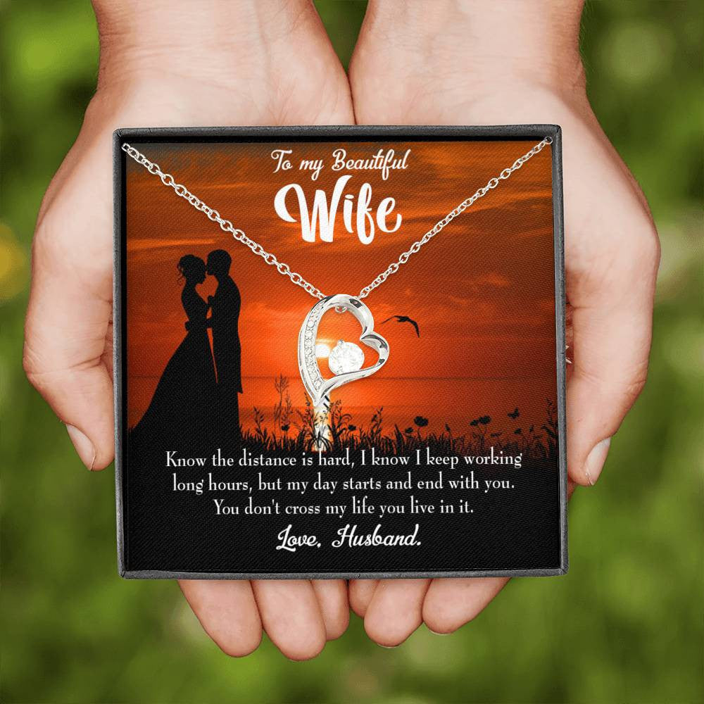 Gift For Wife Knowing The Distance Forever Love NecklaceHeart Pendant Stainless Steel or 18k Gold - Forever Love Necklace Gift Idea For Woman