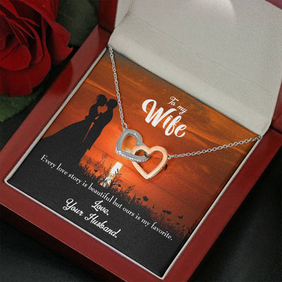 Wife Gift For Wife Birthday Wife Love Story Inseparable Love Pendant 18k Rose Gold Finish 16� - Interlocking Hearts Necklace