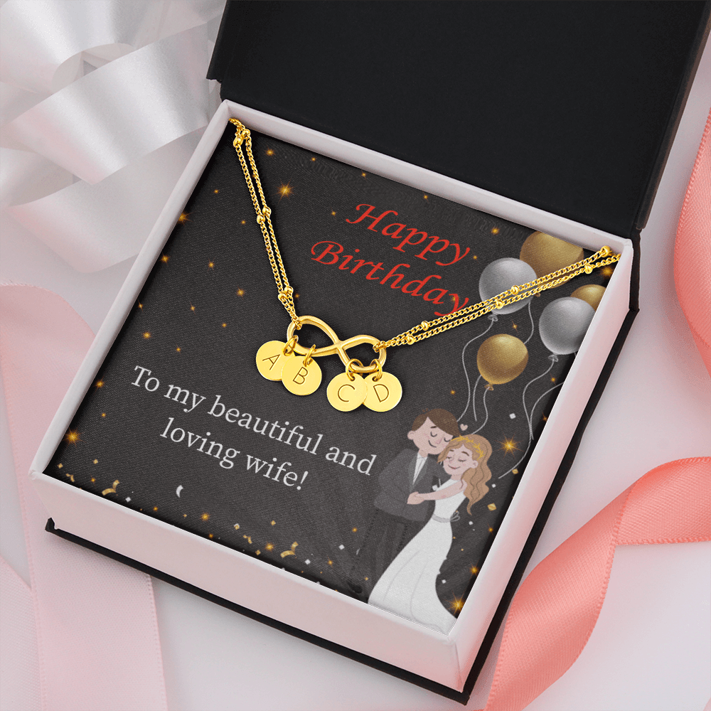 Beautiful And Loving Wife Infinity Bracelet With Initial Charms - Infinity Bracelet