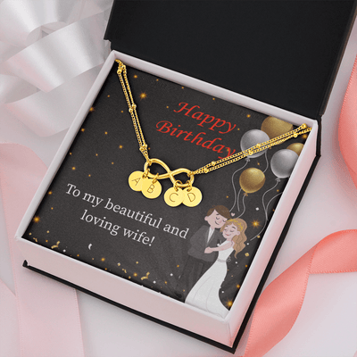 Beautiful And Loving Wife Infinity Bracelet With Initial Charms - Infinity Bracelet