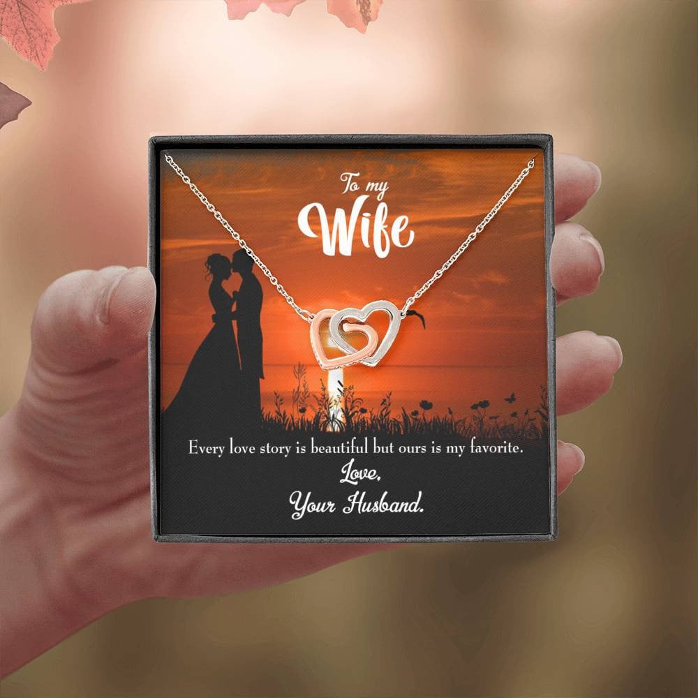 Wife Gift For Wife Birthday Wife Love Story Inseparable Love Pendant 18k Rose Gold Finish 16� - Interlocking Hearts Necklace
