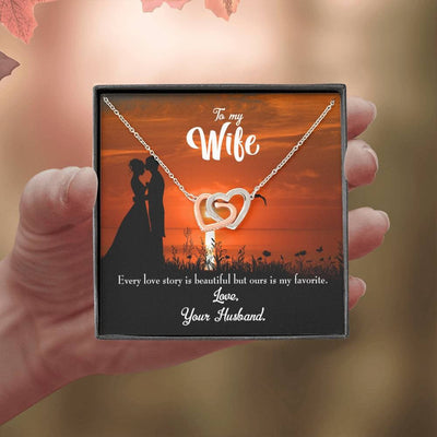 Wife Gift For Wife Birthday Wife Love Story Inseparable Love Pendant 18k Rose Gold Finish 16� - Interlocking Hearts Necklace