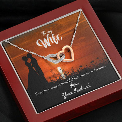 Wife Gift For Wife Birthday Wife Love Story Inseparable Love Pendant 18k Rose Gold Finish 16� - Interlocking Hearts Necklace