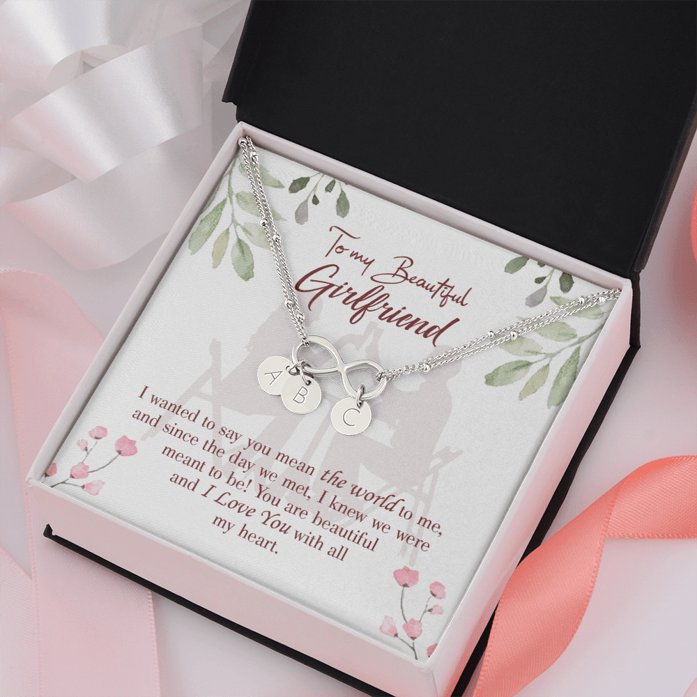 To My Girlfriend You Are My World Infinity Bracelet With Initial Charms - Infinity Bracelet
