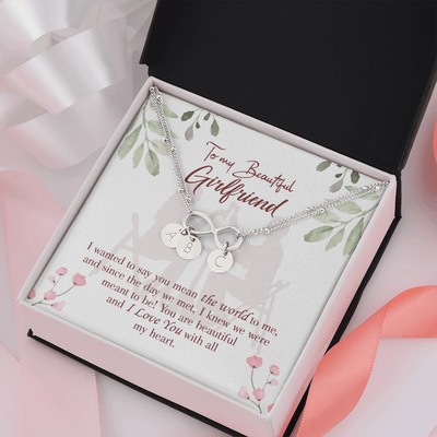 To My Girlfriend You Are My World Infinity Bracelet With Initial Charms - Infinity Bracelet