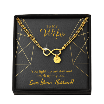 To My Wife You Light Up My Day Infinity Bracelet With Initial Charms - Infinity Bracelet