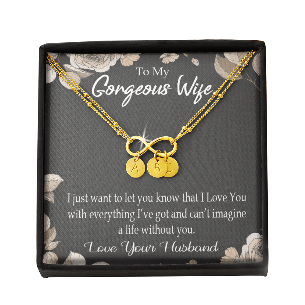 To My Wife Can�T Imagine A Life Without You Infinity Bracelet With Initial Charms - Infinity Bracelet