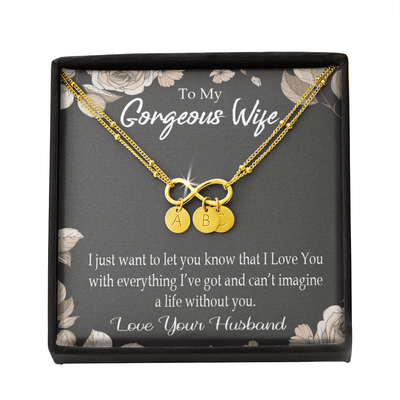 To My Wife Can�T Imagine A Life Without You Infinity Bracelet With Initial Charms - Infinity Bracelet