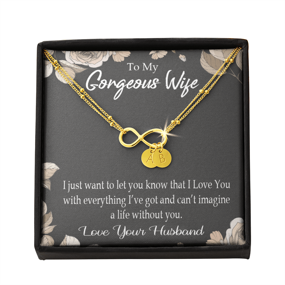 To My Wife Can�T Imagine A Life Without You Infinity Bracelet With Initial Charms - Infinity Bracelet
