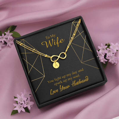 To My Wife You Light Up My Day Infinity Bracelet With Initial Charms - Infinity Bracelet