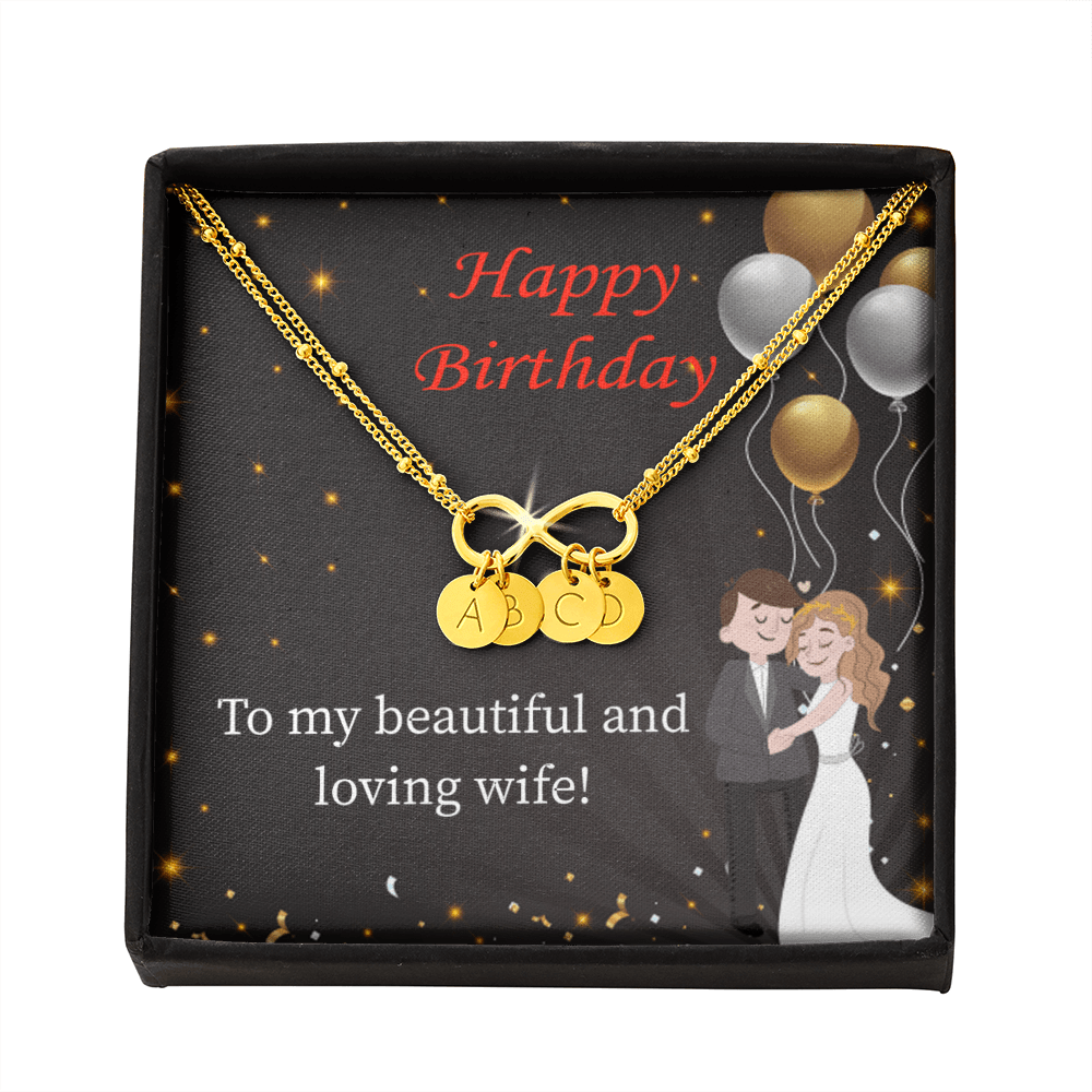 Beautiful And Loving Wife Infinity Bracelet With Initial Charms - Infinity Bracelet
