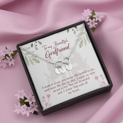 To My Girlfriend You Are My World Infinity Bracelet With Initial Charms - Infinity Bracelet