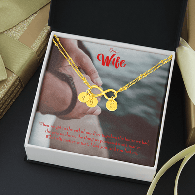 To My Wife Dear Wife From Husband Infinity Bracelet With Initial Charms - Infinity Bracelet