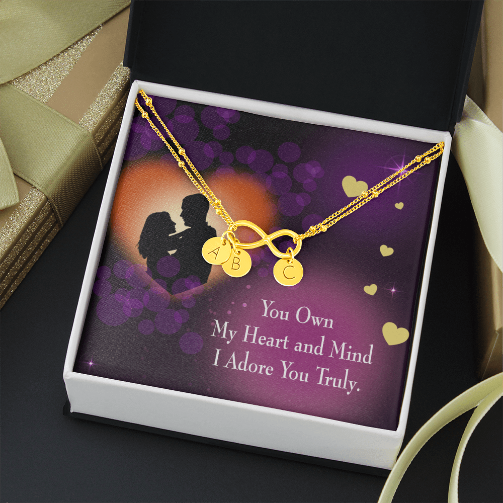 To My Wife Adore You Infinity Bracelet With Initial Charms - Infinity Bracelet
