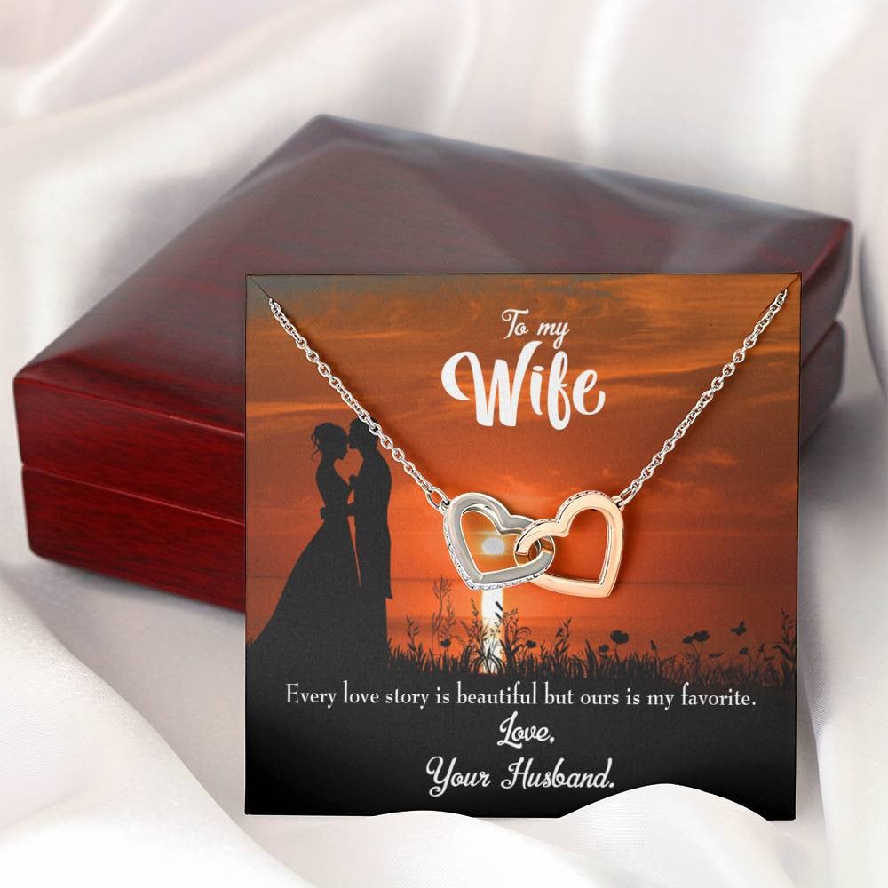 Wife Gift For Wife Birthday Wife Love Story Inseparable Love Pendant 18k Rose Gold Finish 16� - Interlocking Hearts Necklace