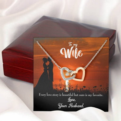 Wife Gift For Wife Birthday Wife Love Story Inseparable Love Pendant 18k Rose Gold Finish 16� - Interlocking Hearts Necklace