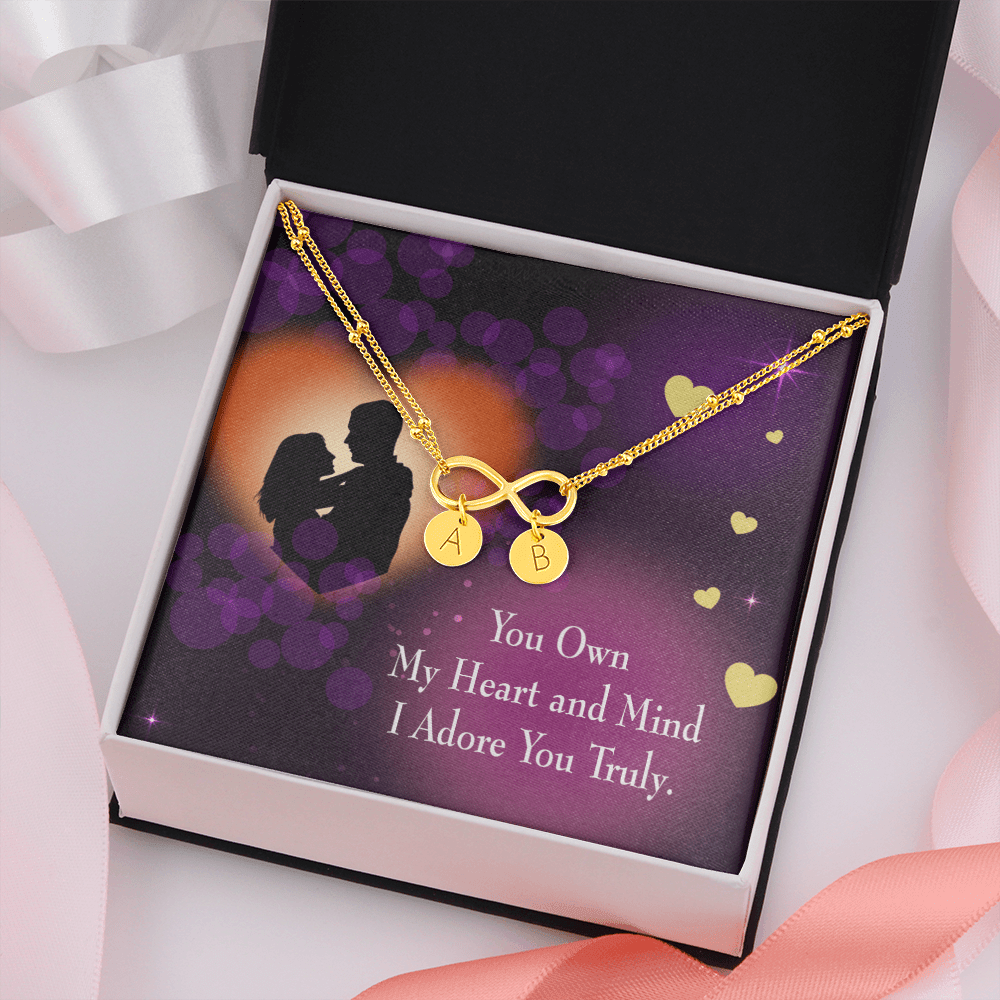 To My Wife Adore You Infinity Bracelet With Initial Charms - Infinity Bracelet