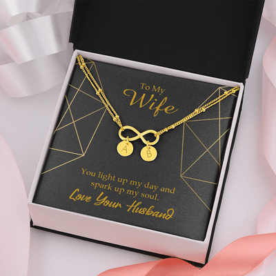 To My Wife You Light Up My Day Infinity Bracelet With Initial Charms - Infinity Bracelet