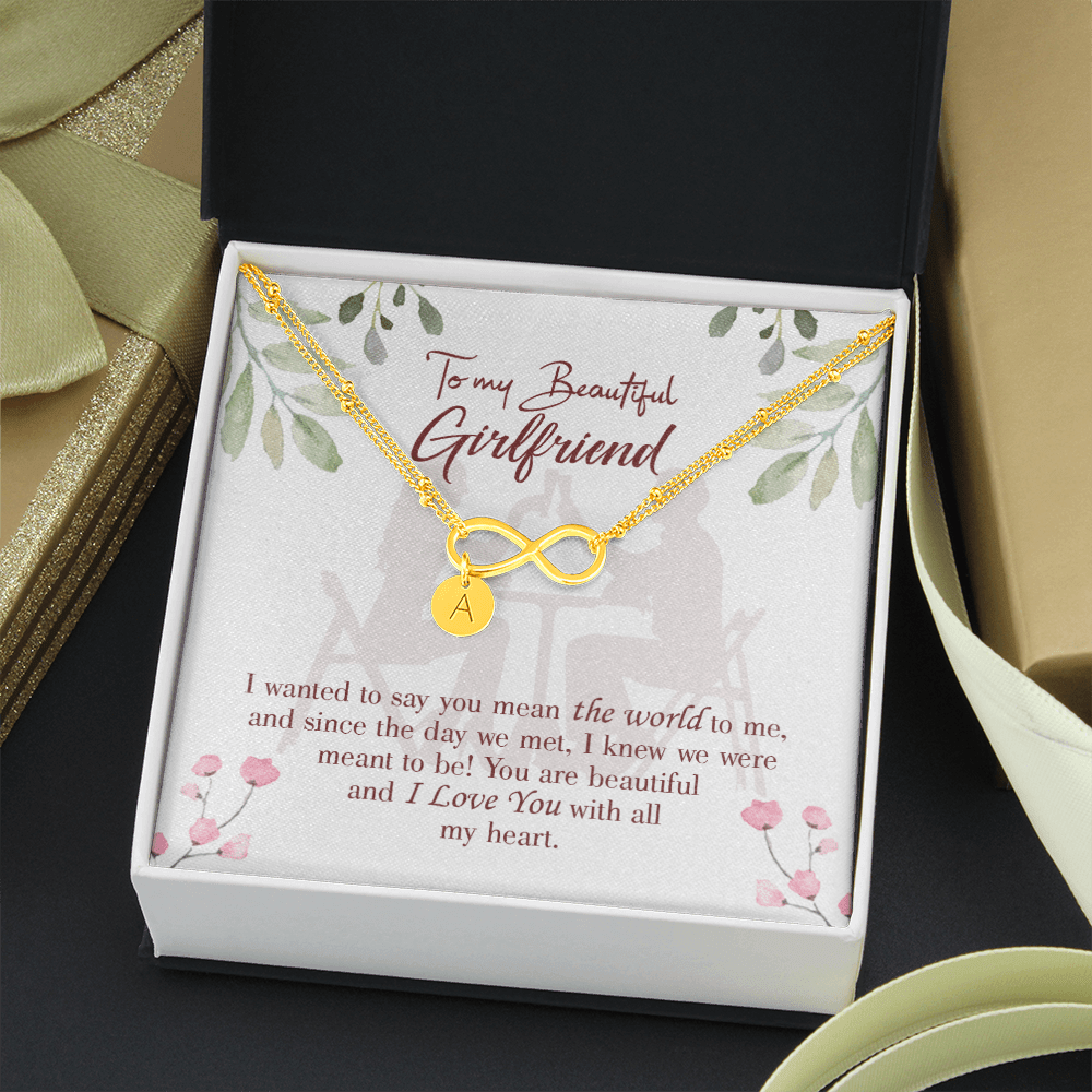 To My Girlfriend You Are My World Infinity Bracelet With Initial Charms - Infinity Bracelet