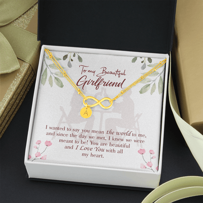 To My Girlfriend You Are My World Infinity Bracelet With Initial Charms - Infinity Bracelet