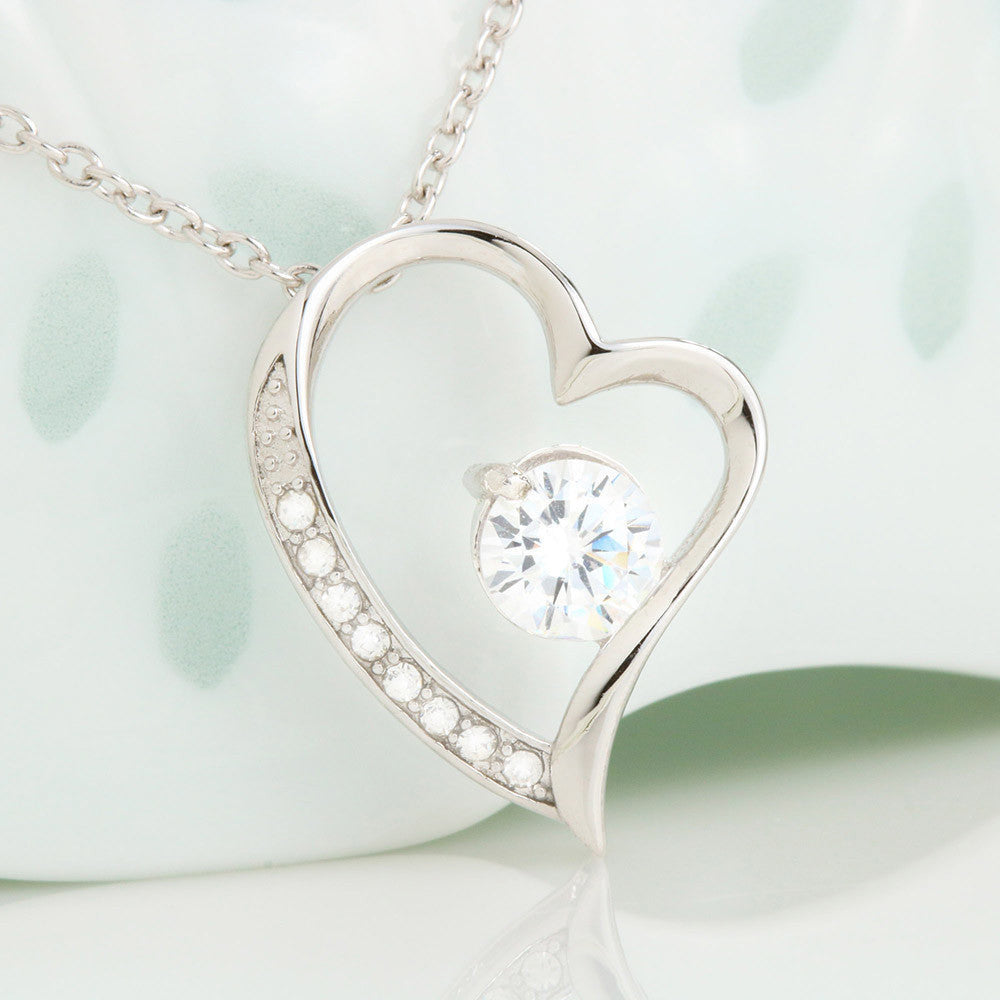 Gift For Wife Knowing The Distance Forever Love NecklaceHeart Pendant Stainless Steel or 18k Gold - Forever Love Necklace Gift Idea For Woman