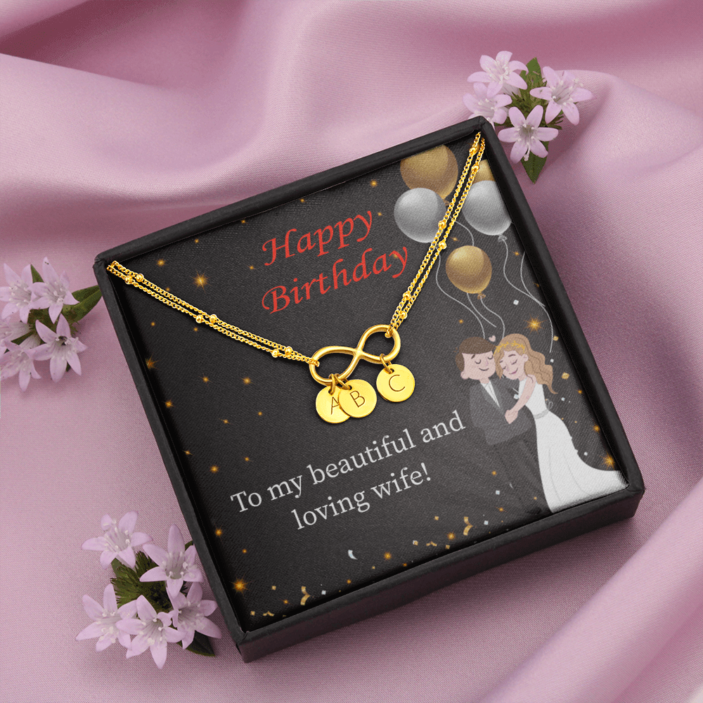 Beautiful And Loving Wife Infinity Bracelet With Initial Charms - Infinity Bracelet
