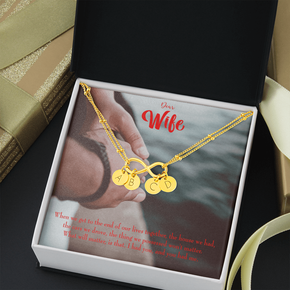 To My Wife Dear Wife From Husband Infinity Bracelet With Initial Charms - Infinity Bracelet