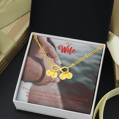 To My Wife Dear Wife From Husband Infinity Bracelet With Initial Charms - Infinity Bracelet