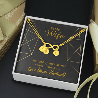 To My Wife You Light Up My Day Infinity Bracelet With Initial Charms - Infinity Bracelet