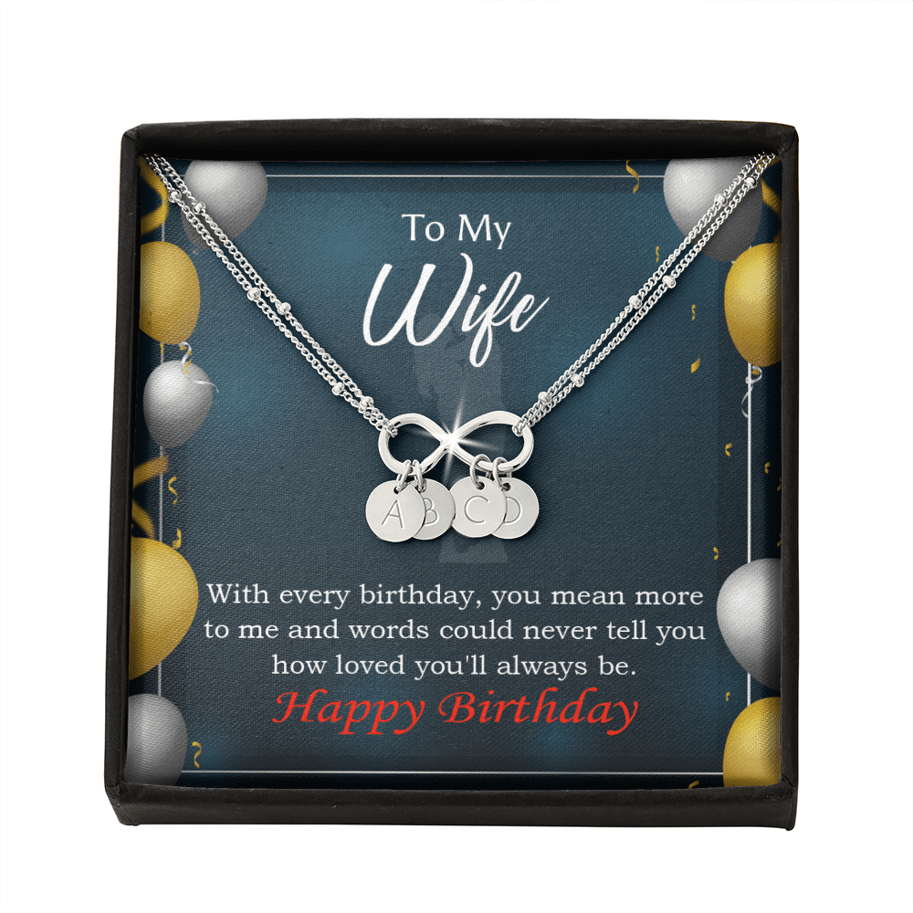 To My Wife Every Birthday Infinity Bracelet With Initial Charms - Infinity Bracelet