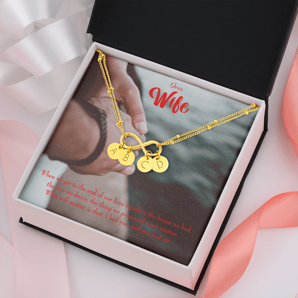 To My Wife Dear Wife From Husband Infinity Bracelet With Initial Charms - Infinity Bracelet