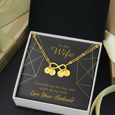 To My Wife You Light Up My Day Infinity Bracelet With Initial Charms - Infinity Bracelet
