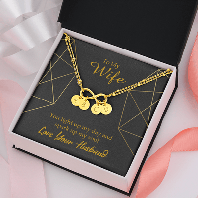 To My Wife You Light Up My Day Infinity Bracelet With Initial Charms - Infinity Bracelet