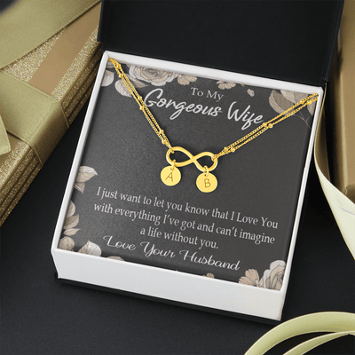 To My Wife Can�T Imagine A Life Without You Infinity Bracelet With Initial Charms - Infinity Bracelet