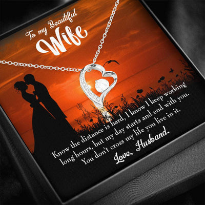 Gift For Wife Knowing The Distance Forever Love NecklaceHeart Pendant Stainless Steel or 18k Gold - Forever Love Necklace Gift Idea For Woman