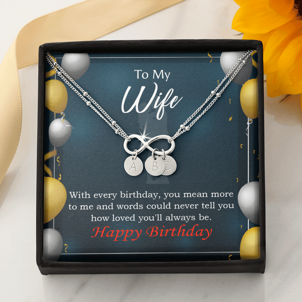 To My Wife Every Birthday Infinity Bracelet With Initial Charms - Infinity Bracelet