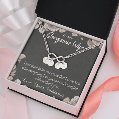To My Wife Can�T Imagine A Life Without You Infinity Bracelet With Initial Charms - Infinity Bracelet