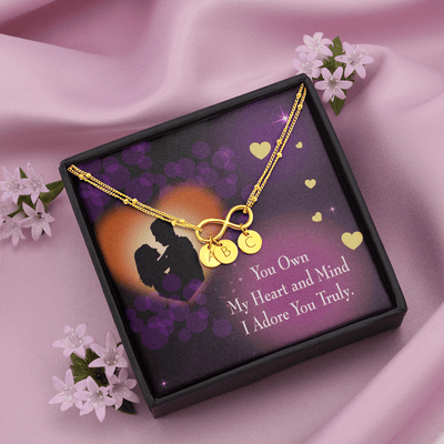To My Wife Adore You Infinity Bracelet With Initial Charms - Infinity Bracelet