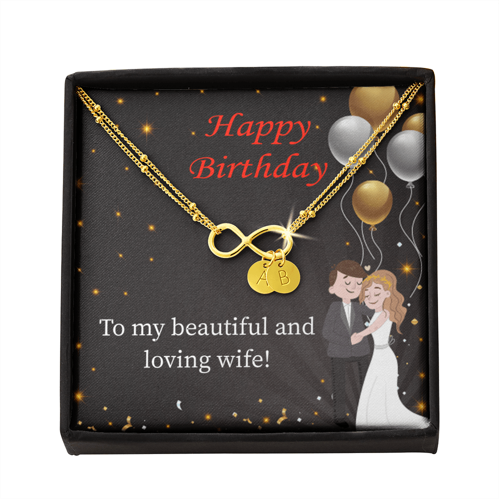 Beautiful And Loving Wife Infinity Bracelet With Initial Charms - Infinity Bracelet