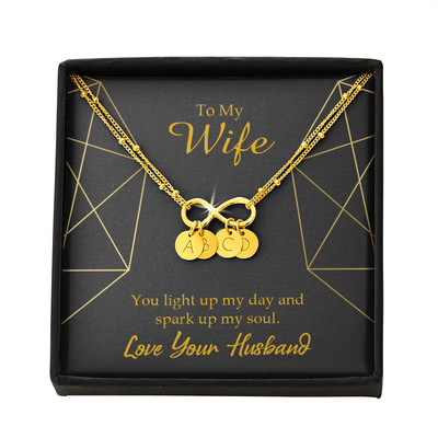 To My Wife You Light Up My Day Infinity Bracelet With Initial Charms - Infinity Bracelet