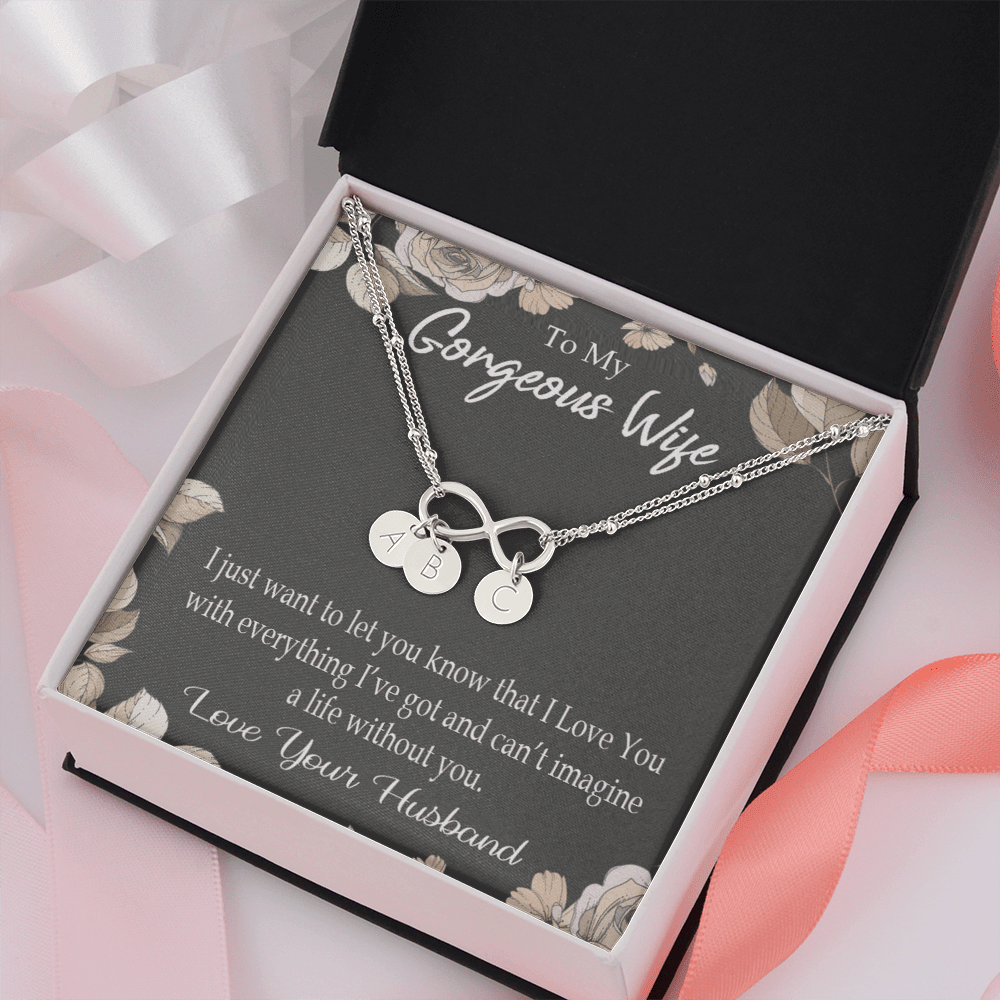 To My Wife Can�T Imagine A Life Without You Infinity Bracelet With Initial Charms - Infinity Bracelet