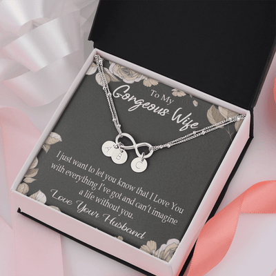 To My Wife Can�T Imagine A Life Without You Infinity Bracelet With Initial Charms - Infinity Bracelet
