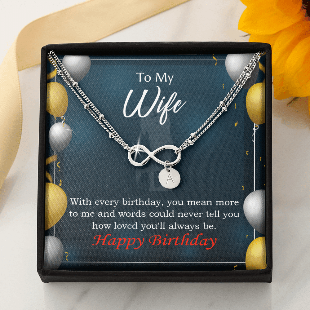 To My Wife Every Birthday Infinity Bracelet With Initial Charms - Infinity Bracelet