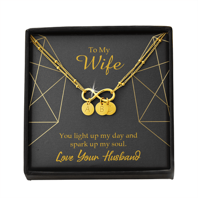To My Wife You Light Up My Day Infinity Bracelet With Initial Charms - Infinity Bracelet