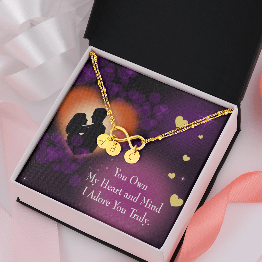 To My Wife Adore You Infinity Bracelet With Initial Charms - Infinity Bracelet