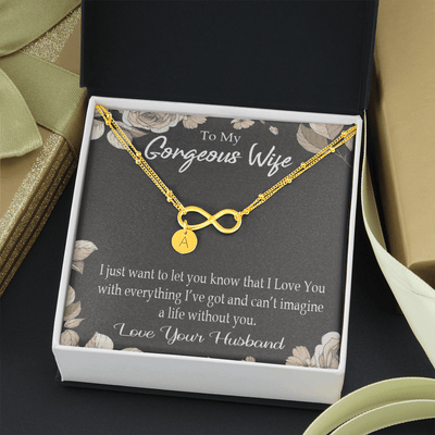 To My Wife Can�T Imagine A Life Without You Infinity Bracelet With Initial Charms - Infinity Bracelet