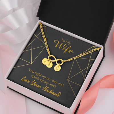 To My Wife You Light Up My Day Infinity Bracelet With Initial Charms - Infinity Bracelet