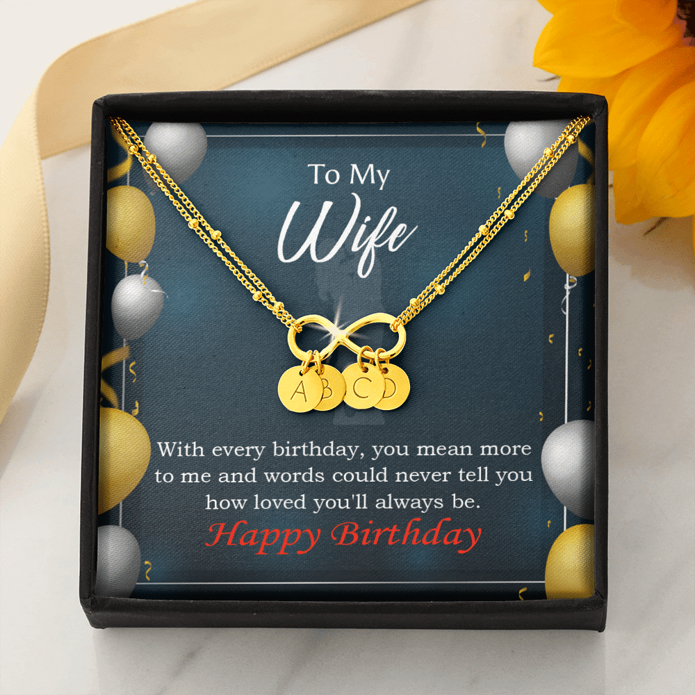 To My Wife Every Birthday Infinity Bracelet With Initial Charms - Infinity Bracelet