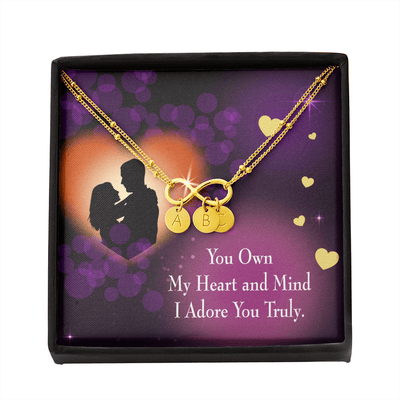 To My Wife Adore You Infinity Bracelet With Initial Charms - Infinity Bracelet