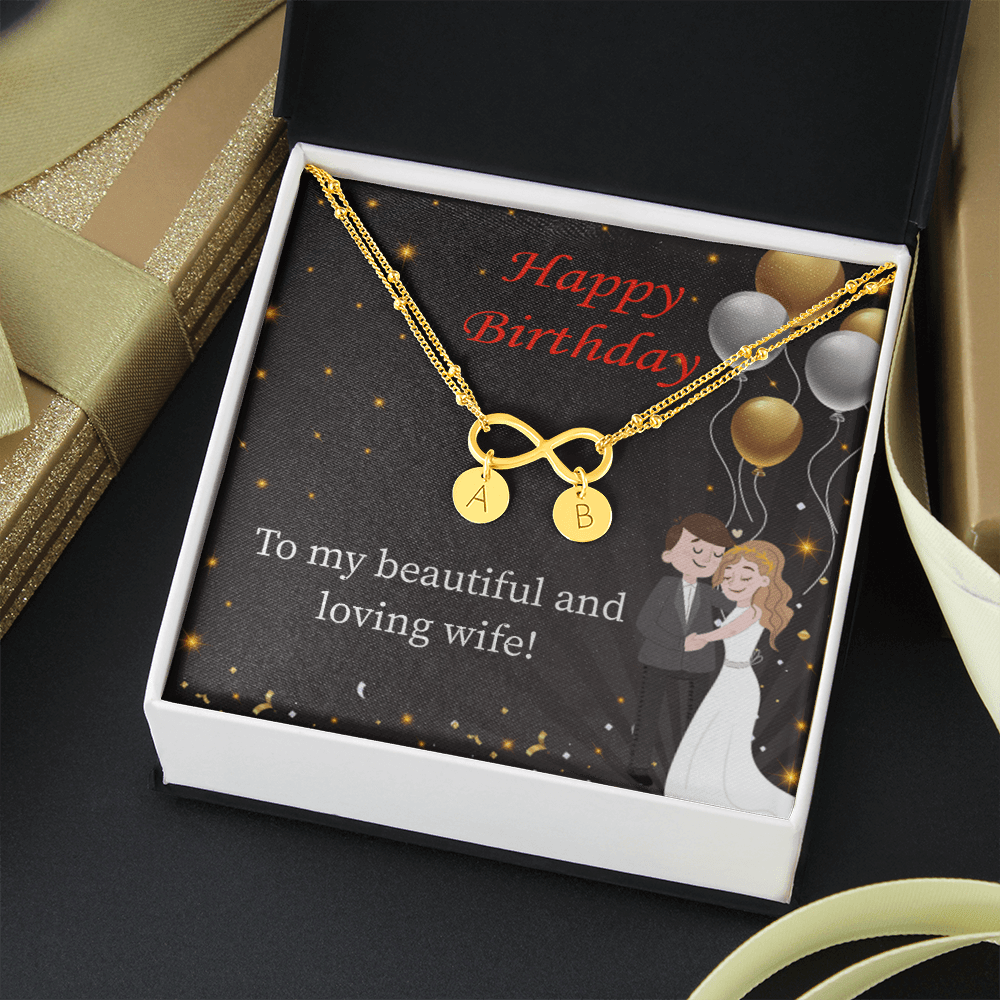 Beautiful And Loving Wife Infinity Bracelet With Initial Charms - Infinity Bracelet